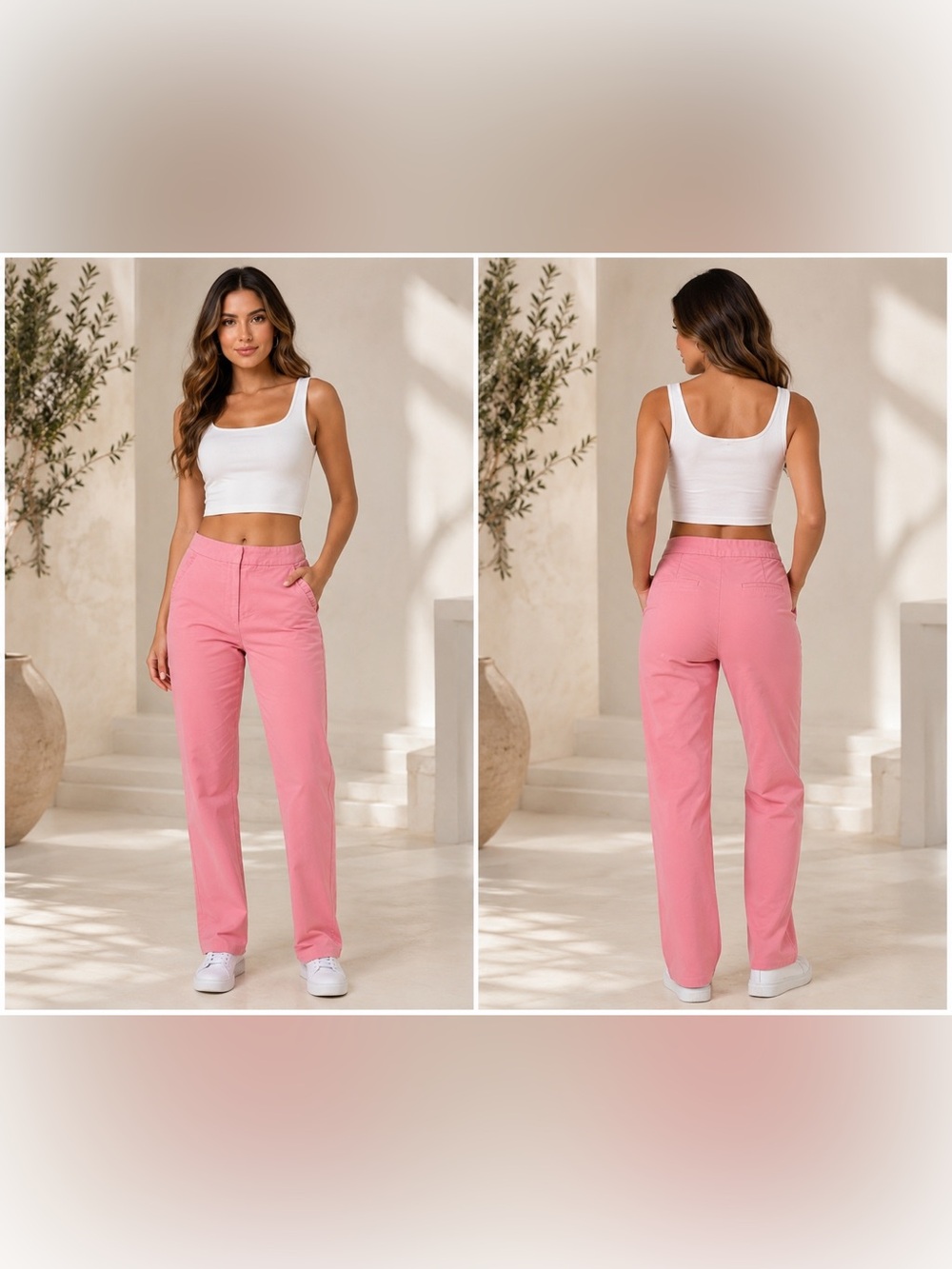 🌸 Zara Basic Pink Ruffled Pocket Trousers - Size S